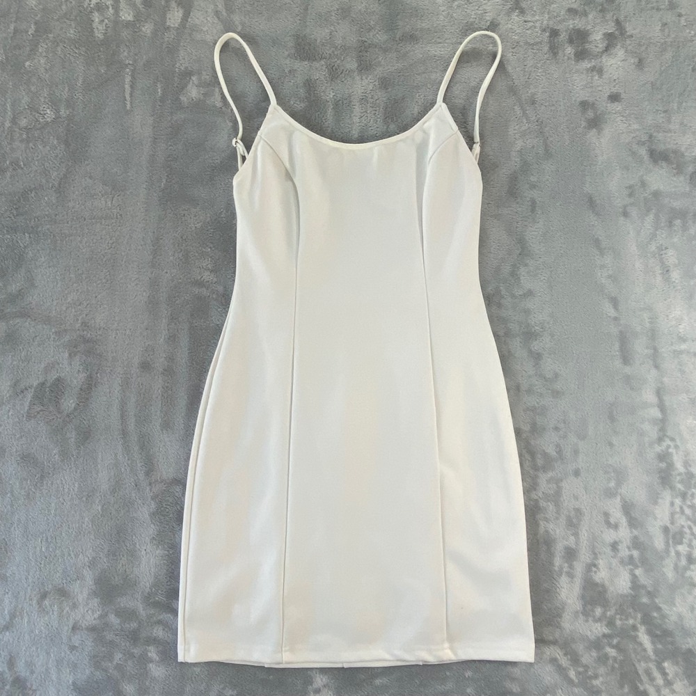 FASHION NOVA Mini Dress Womens Small White‎ Bodycon Scoop Neck Cute Summer Party